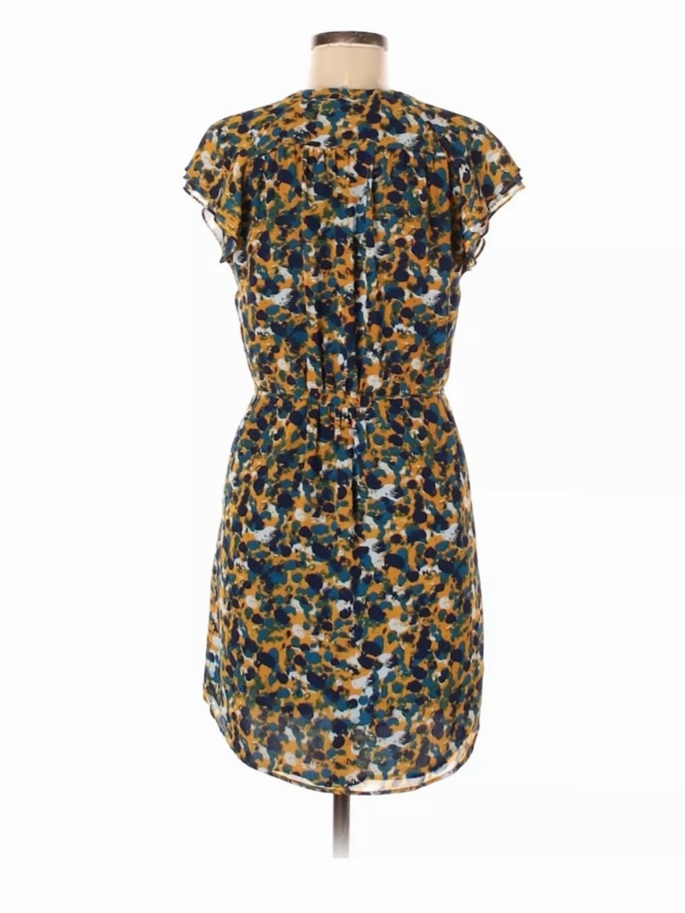 H&M Mustard and Teal Printed Cap-Sleeve Mini Dress - Picture 4 of 4